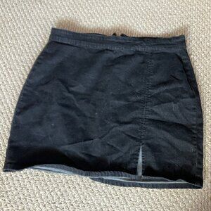 Stretchy Denim Black Mini Skirt XL